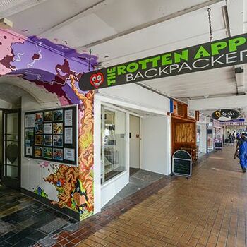Backpackers enjoying a shared hostel space